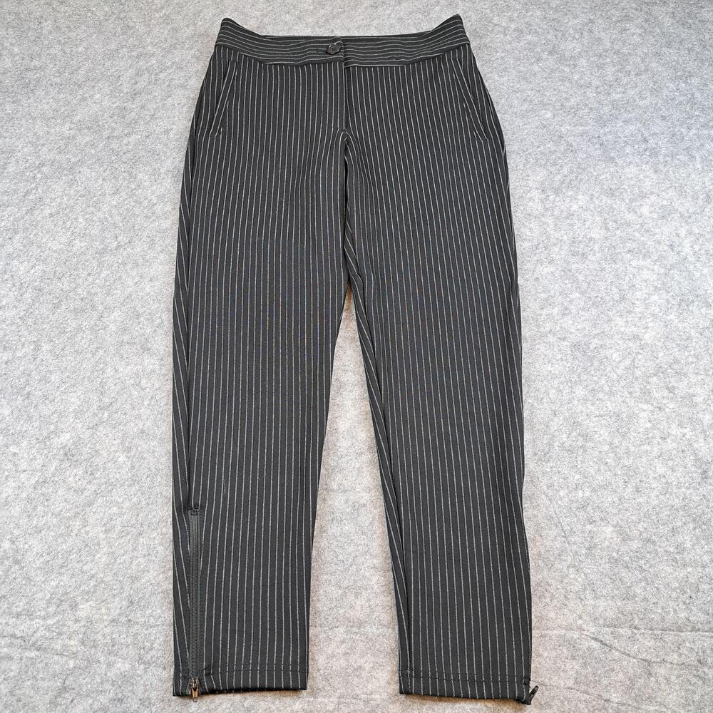 Betabrand Pants Womens Small Pinstripe Ankle Zip Stretch Commuter Career Pull On